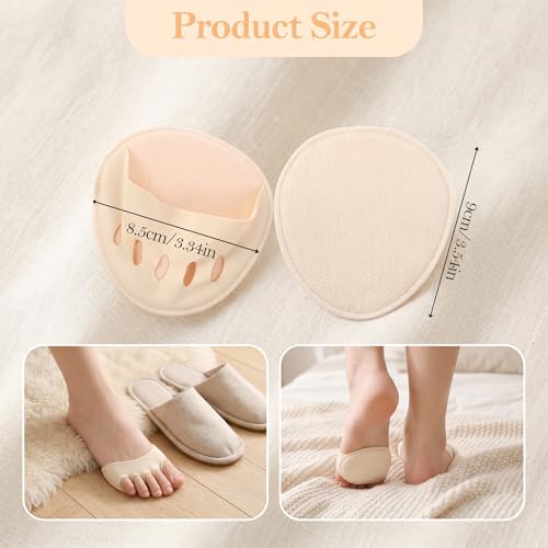 Image of Qianyu 4 Pairs Ball of Foot Cushion Pads Sock Women's Toe Cover Sock with Padding Reusable Toe Topper Socks