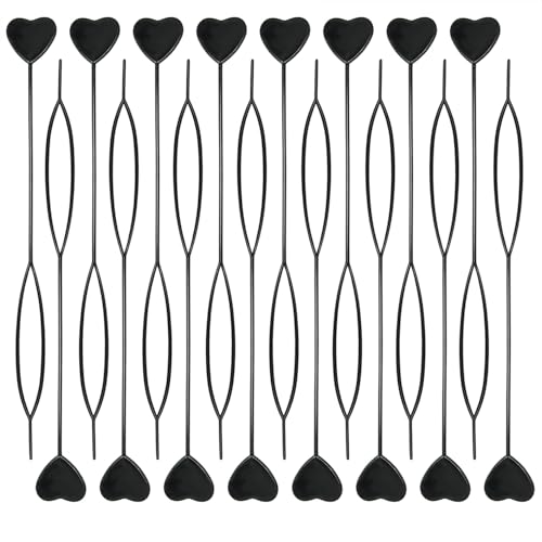 16PCS Quick Topsy Tail Hair Beader Kit Automatic Bead Loading Tool Braiding Loop Threader Ponytail Maker for Girls Kids Hair Styling and Plait Accessories (black)