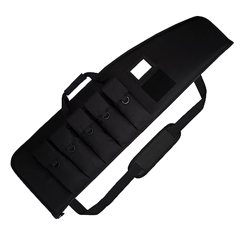 LXDAZSX Soft-Rifle-Case Tactical-Gun Range-Bags Shooting-Hunting Sports-Storage - with Padded Transport 5 Pouches Adjustable Shoulder Strap Black 34'