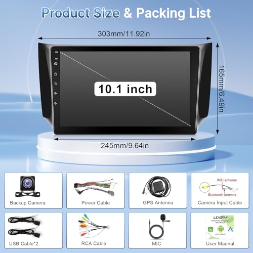 Leadfan 4G+64G Car Stereo for Nissan Sentra 2013 2014 2015 2016 2017 2018 2019 with Carplay Android Auto, 10.1 Inch Screen for Nissan Sentra Car Radio, Blutooth FM GPS WiFi SWC EQ by Leadfan - Used condition - Image 9