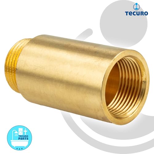 tecuro Hahnverlängerung 1/2 Zoll x 25 mm - nach Trinkwasserverordnung 50930-6, nach DIN 3523, Messing CW 617 N blank