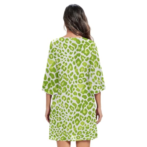 Robe décontractée en mousseline imprimé léopard citron - 4