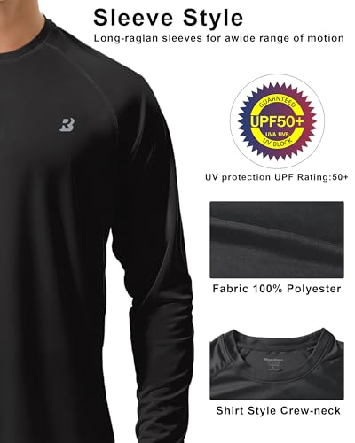 Image of Roadbox Mens UPF 50+ UV Sun Protection Shirts Outdoor Long Sleeve SPF Rash Guard for Fishing Hiking Swimming Running