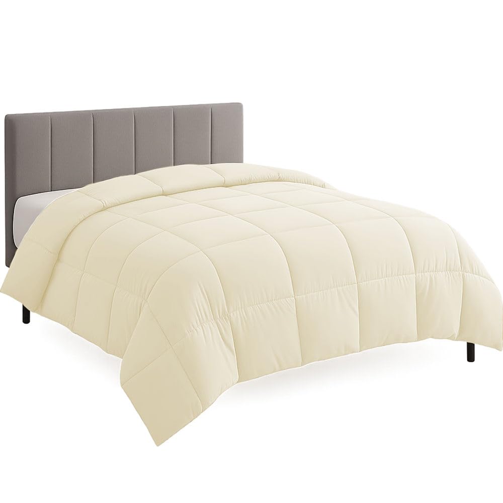 Palatial King Size Comforter Set - All Season Down Alternative Bedding Comforter Set - Quilted Duvet Insert with Corner Tabs - Box Stitched Blanket - Breathable, Soft - Ivory