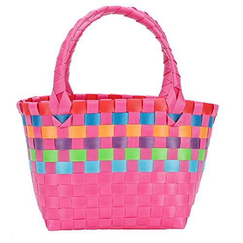 Mini Woven Basket Set Colorful Plastic Storage Baskets for Snacks Food Household Supplies Portable Tote for Beach or Picnic for Women