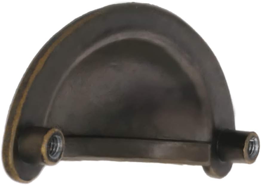 Yinpecly Retro Cup Pulls Zinc Alloy Shell Pull Handles Bronze Tone for Vintage Dresser Kitchen Cabinet Drawer Closet Door 3.14" Length 1.18" Width 5Pcs