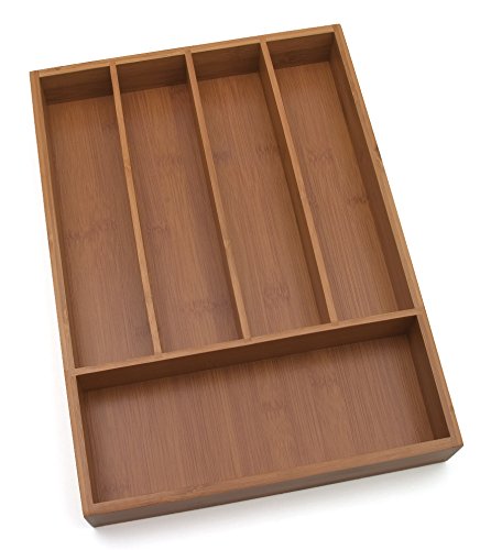 Lipper International 8876 Organizador de talheres de madeira de bambu com 5 compartimentos, 26 x 35