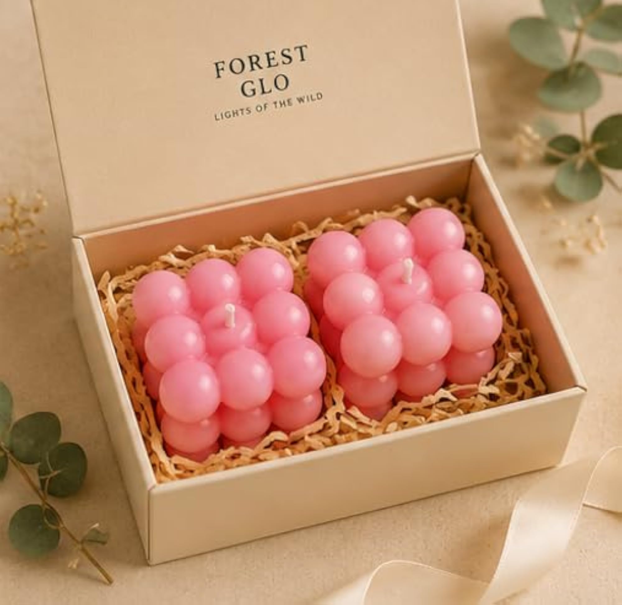 Handcrafted Bubble Cube Candles, Pack of 2
