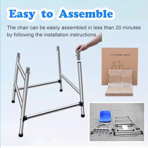 Pool Ladders Lifesaving Chair，High Lifeguard Chair for Pool with Umbrella, Rustproof Swimming Pool Overlook Chair for Waterpark Beach, 304 Stainless Steel Tall Adirondack Chair (Size : Tall