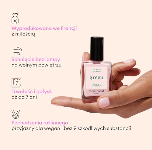 Manucurist Green™ Rose System (Hortencia) - Organiczny Profesjonalny zestaw do manicure'u wegańskiego: 1 odtłuszczacz, 1 lakier do paznokci Hortencia, 1 lakier do paznokci, 1 lakier do paznokci, suche