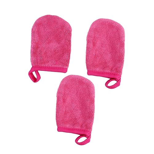 Didiseaon 3pcs Facial Cleaning Gloves Makeup Removal Pads Rosy Powder Puff Face Pads Cleansing for Women