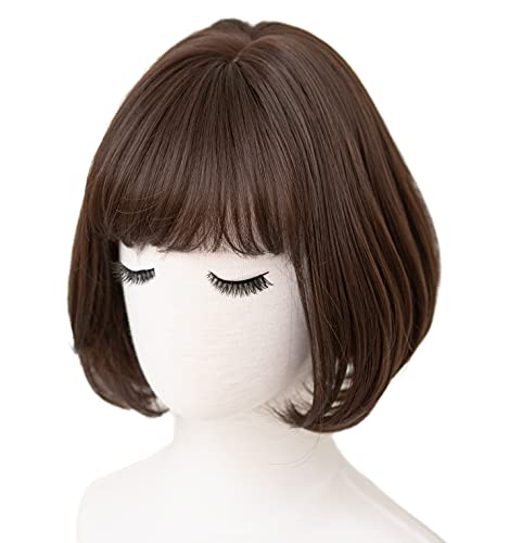 BRIGHT LELE Short Bob Wigs for Woman Nature Fluffy Airy Bangs full Curly Hair Wig for Daily Party Synthetic Cosplay Wig HF1436-CR