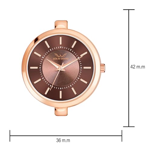 Image of LOUIS DEVIN Rose Gold Plated Metal Chain Analog Wrist Watch for Women (Rose Gold /Brown /Green Dial) | LD-ZL511
