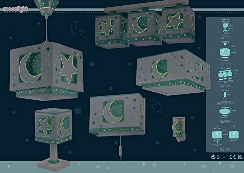 Dalber Luna Lampada a sospensione con motivo stelle, Verde, led no incluida, plastica - Image 8