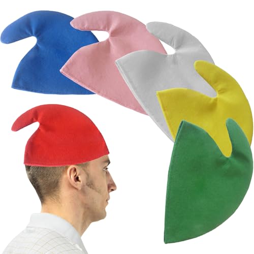 AURIXOEU 6 Piezas Sombrero de Enano, Sombrero de Elfo, Gorro Divertido, Sombreros de Duende, Sombreros Puntiagudo, para Carnaval, Halloween, Accesorio para Disfraces, Accesorio para Fiestas Temáticas