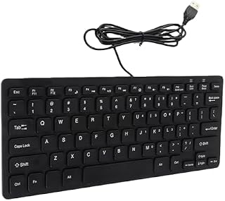 KIMISS Tastatur, kabelgebunden, ultradünn, PC, kleine Tastatur, USB, Kunststoff, 78 Tasten, ultradünn, Mini-USB, kabelgebunden, für Computer, Laptop, PC (schwarz)