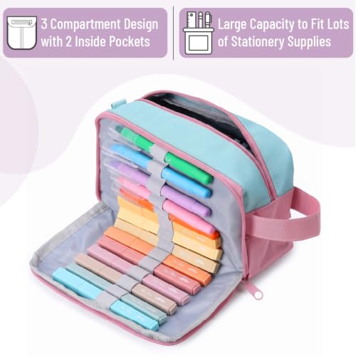 Image of Mr. Pen- High Capacity Pencil Case, Large Pencil Pouch with 3 Compartments and 2 Pockets, Large Pencil Bag with Smooth Zipper, Cute Pencil Case Pouch Organizer, School Supplies for Teens