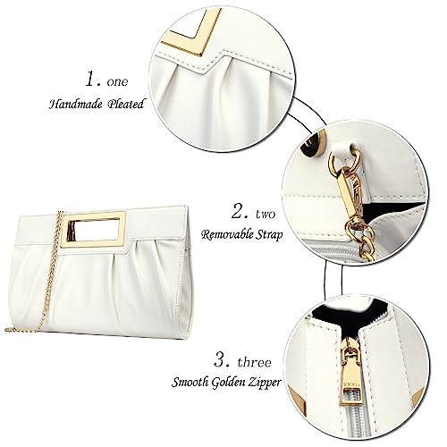 Image of KKXIU Women Clutch Purse Elegant Pleated Evening Bag for Wedding Prom Bridal with Chain Strap