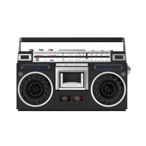 Yubbuio レトロBluetoothカセットプレーヤー AM/FMラジオ SD/USB入力 CD対応 ステレオラジオ (ブラック)