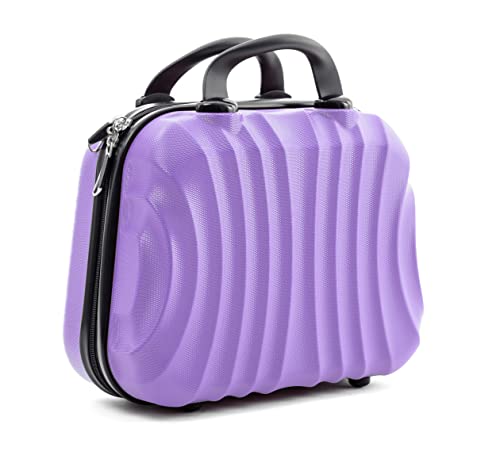 R.Leone Valigia da 1 pezzo Fino a Set 4 Trolley Rigido grande, medio, bagaglio a mano e beauty case 4 ruote in ABS 2037 (Lilla, XS Beauty Case)