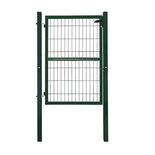 V2Aox Gartentor Tor für Gartenzaun Zaun 140 cm hoch Gartentür aus Metall für Stabmattenzaun Abschließbar inkl. Pfosten Grün