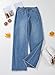Sidefeel Women's Wide Leg Jeans High Waisted Stretchy Raw Hem Denim Pants Size 8 Blue