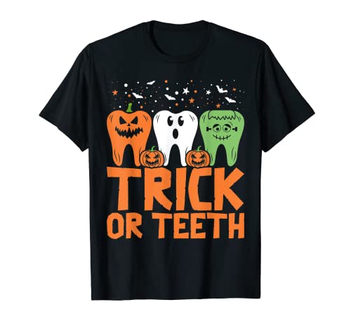 Trucco O Denti Dentista Costume Di Halloween Dental Squad Maglietta
