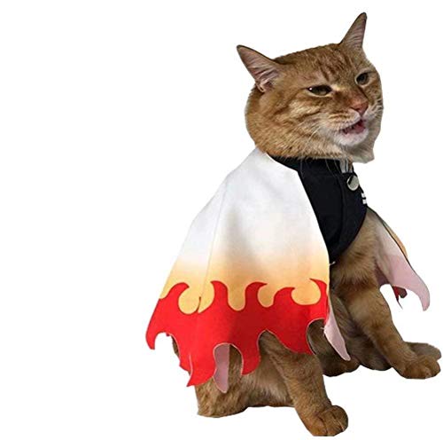 ペット服 鬼滅の刃 犬服 猫服 煉獄 杏寿郎 コスプレ コスチューム 小型犬 中型犬用 猫用 かわいい おもしろい ハロウィン クリスマス 正月 新年 パーティー ペット用品 ペットコスチューム ペット服 猫服コスプレ (煉獄 杏寿郎, M)のサムネイル