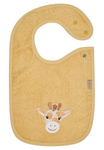 Sterntaler Lätzchen Giraffe Kaya – Saugfähige Baumwolle mit süßer Applikation – praktischer Druckknopfverschluss auf der Schulter – weich & hautfreundlich für Babys - Geschenk, ab Geburt, ocker