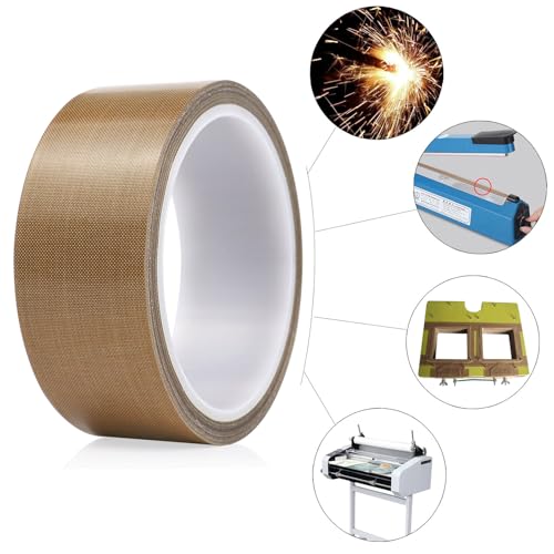 Image of BOMEI PACK PTFE Glass Cloth Tape 1.44 inchx 33 ft High Temperature PTFE Tape Abrasion Resistant Surface Protection for Vacuum Sealer Machine, Hand Impulse Sealers Insulation Coated