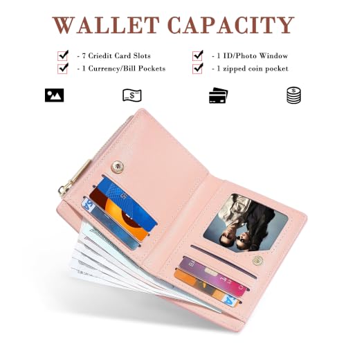 Image of Small Womens Wallet, Cute Bifold RFID Blocking Vegan Wallet for Teen Girls Ladies with Zipper Coin Pocket (Unicorn Pink)
