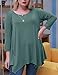 LARACE Plus Size Tops for Women 3/4 Sleeve Shirts Tunic Tops Loose Fit Basic Lady Clothes (1X, Greyish Green)