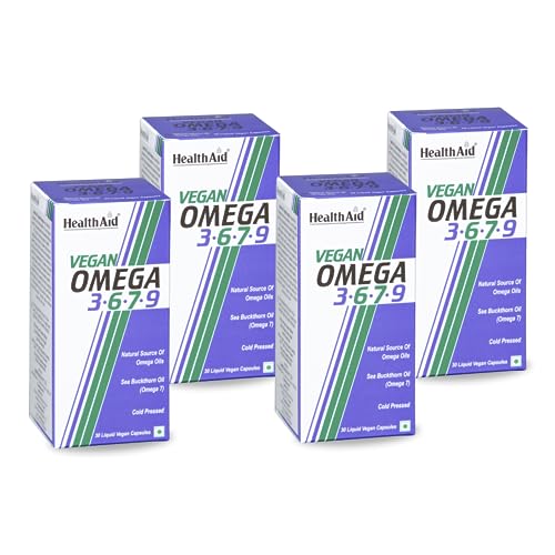 Image of HealthAid Veg. Omega 3.6.7.9 - 120 Softgel Capsules | Flaxseed & Sea Buckthorn Oil | Vegetarian Source of Omega Fatty Acids | For Heart, Skin, Eye, Brain, Joint & Muscle Health | For Men & Women