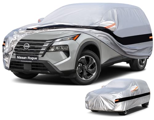 Image of Holhtly Car Cover Custom Fit for Nissan Rogue, Car Covers for Automobiles All Weather Waterproof Sun Snow Rain Wind Dust Protection, Outdoor Car Cover Gray & Black