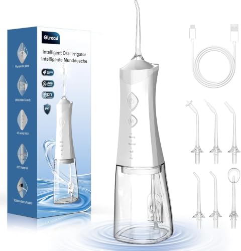Glracd Munddusche Testsieger Elektrischer,Water Flosser Kabellos Weiß