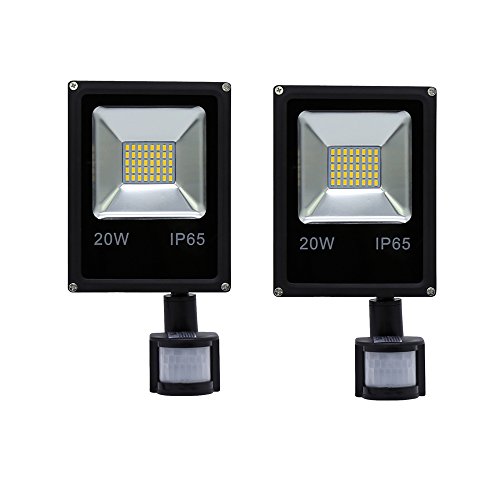 Preisvergleich Produktbild VINGO® 2X 20W Kaltweiß LED Strahler Fluter Flutlicht mit Bewegungsmelder außenstrahler Baustrahler
