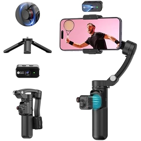 Phone Gimbal 3-Axis Foldable Stabilizer with Detachable Remote Control for Video Recording, with Magnetic AI Active Tracking,Portable Foldable Phone Gimbal for Travel, Vlog, TikTok Cover