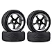 LAFEINA 1:10 RC On-Road Racing Car Rubber Tires & Alloy Aluminum Wheels Rims for 1/10 Scale On Road Cars HSP HPI (Black)