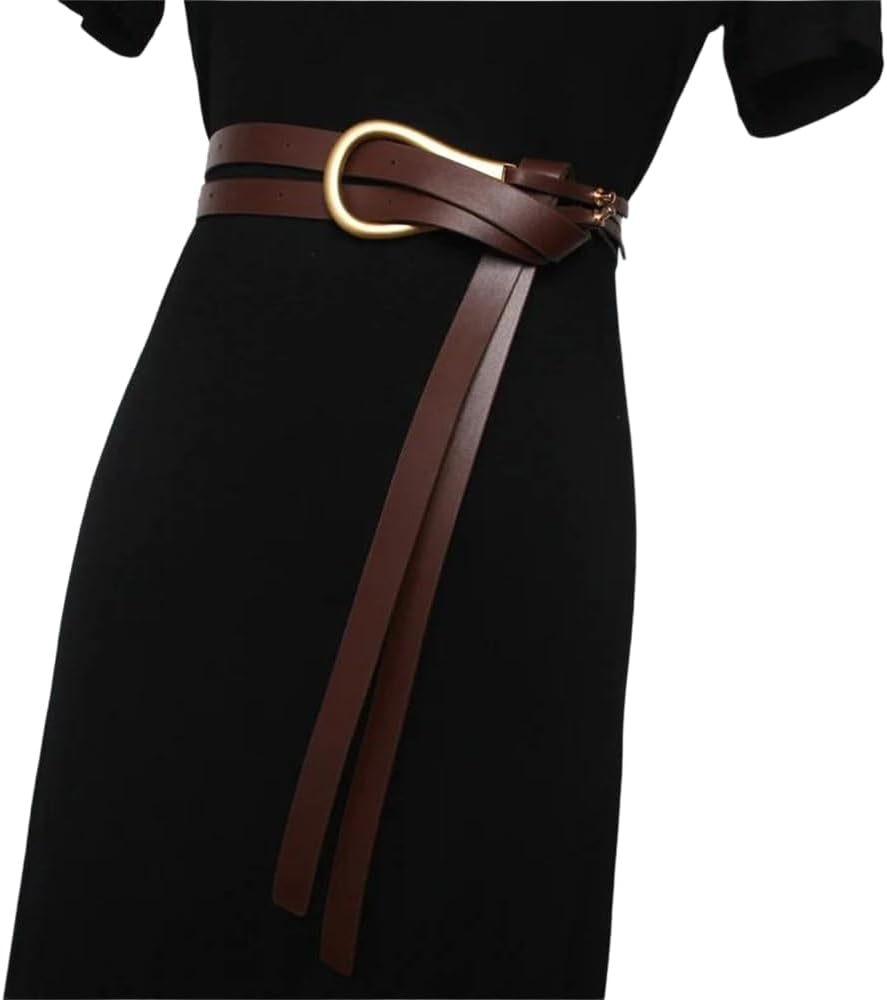Women's Small Buckle Waist Belt, Retro Tower Buckle Pu Wedding Waist Belt
