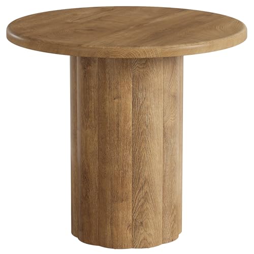 Tribesigns ダイニングテーブル 丸型 幅80cm 2～4人用 小型テーブル 円形 食卓テーブル 安定感のあるベース キッチン・ダイニング・リビング用（ブラウン）