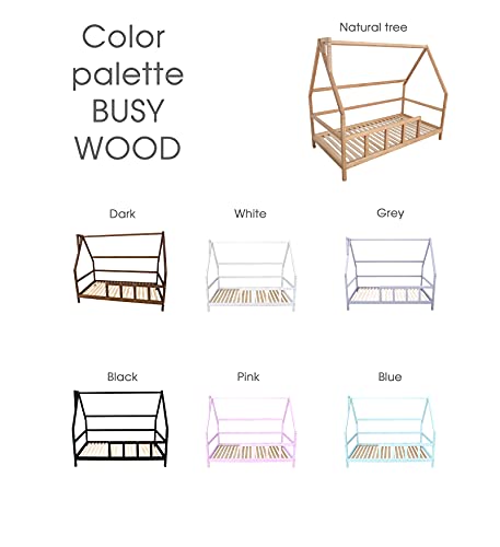 Busywood Montessori Bed For Toddlers - Wooden House Bed Frame - Twin Bed - Bed Montessori (Model 1, Natural Tree, With Legs & Slats) #TOP4