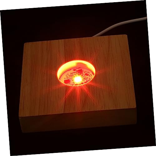 Mipcase 1Set LED Light Base with Remote Control Color Changing Display Stand for Crystal Art Night Lamp Accessory Durable Wood Construction Enhances Home