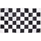 Runesol Schwarz und Weiß Kariert Flagge, 91x152cm, 3ft x 5ft, F1 Flagge, Formel 1 Flagge, 4 Ösen, Rennwagenflagge, Geburtstagsfeier, Zielflagge, Premium-Flaggen, innen, außen