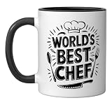 World'S Best Chef, Culinary Cook Kitchen Chef Cooking Ceramic Mug, Black/White