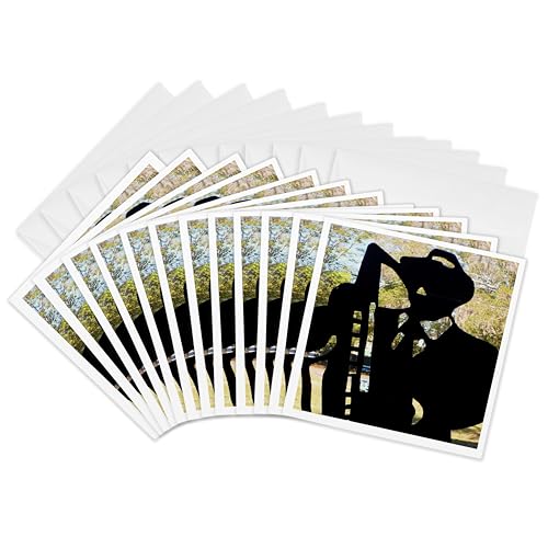 Cartes de vœux silhouette de man n horn impression artistique noire 12x