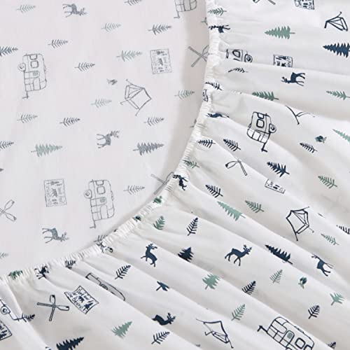 Image of Eddie Bauer - Full Sheet Set with Fitted Sheet & Pillowcases, 100% Cotton Percale Bedding, Crisp & Cool, Dorm Room Essentials, Campout