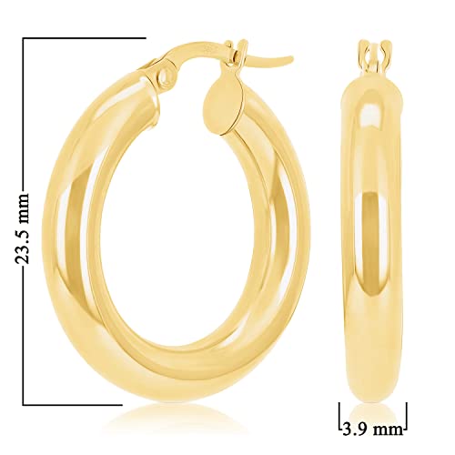 Small Hoop Earrings for Women, 14k Gold Earrings, Gold Earrings for Women Trendy, Gold Drop Earrings, 14k Gold Hoop Earrings, Hoop Earings - 3.9mm 0.9" Diameter, 2.2g3