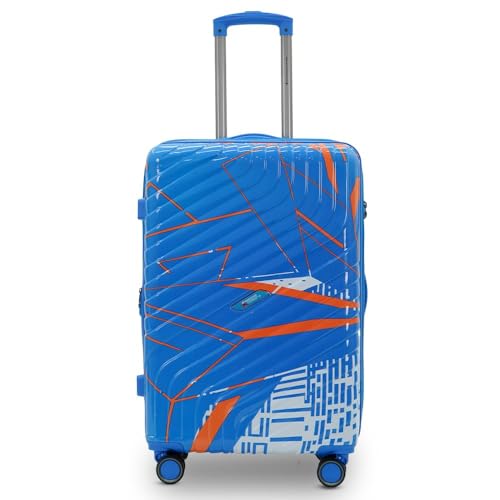 Image of AMERICAN TRAVELLER Urban Kingdom Trolley Bag | Durable Polycarbonate Hard Shell | TSA-Type Lock | 360 Disc Spinner Wheels | Expandable Suitcase for Travel (20, Blue)