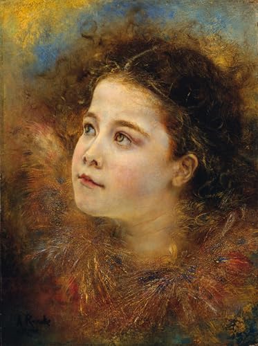 Art mural fille avec frange de boucle d'oreille poster pour bureau 60x90