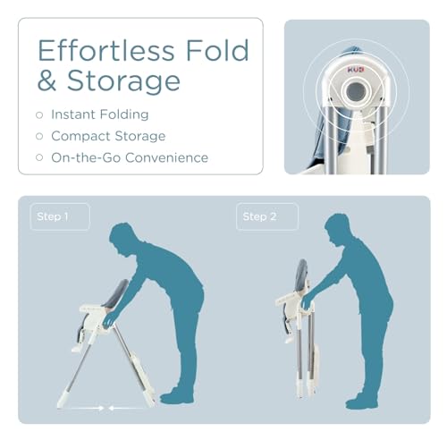 KÜB 3-in-1 Foldable Baby High Chair (Blue) | Multifunctional Infant High Chairs for Babies and Toddlers | Removable Seat & Tray for Easy Clean | 7 Height & 4 Recline Adjustable | 2 Locking Wheels